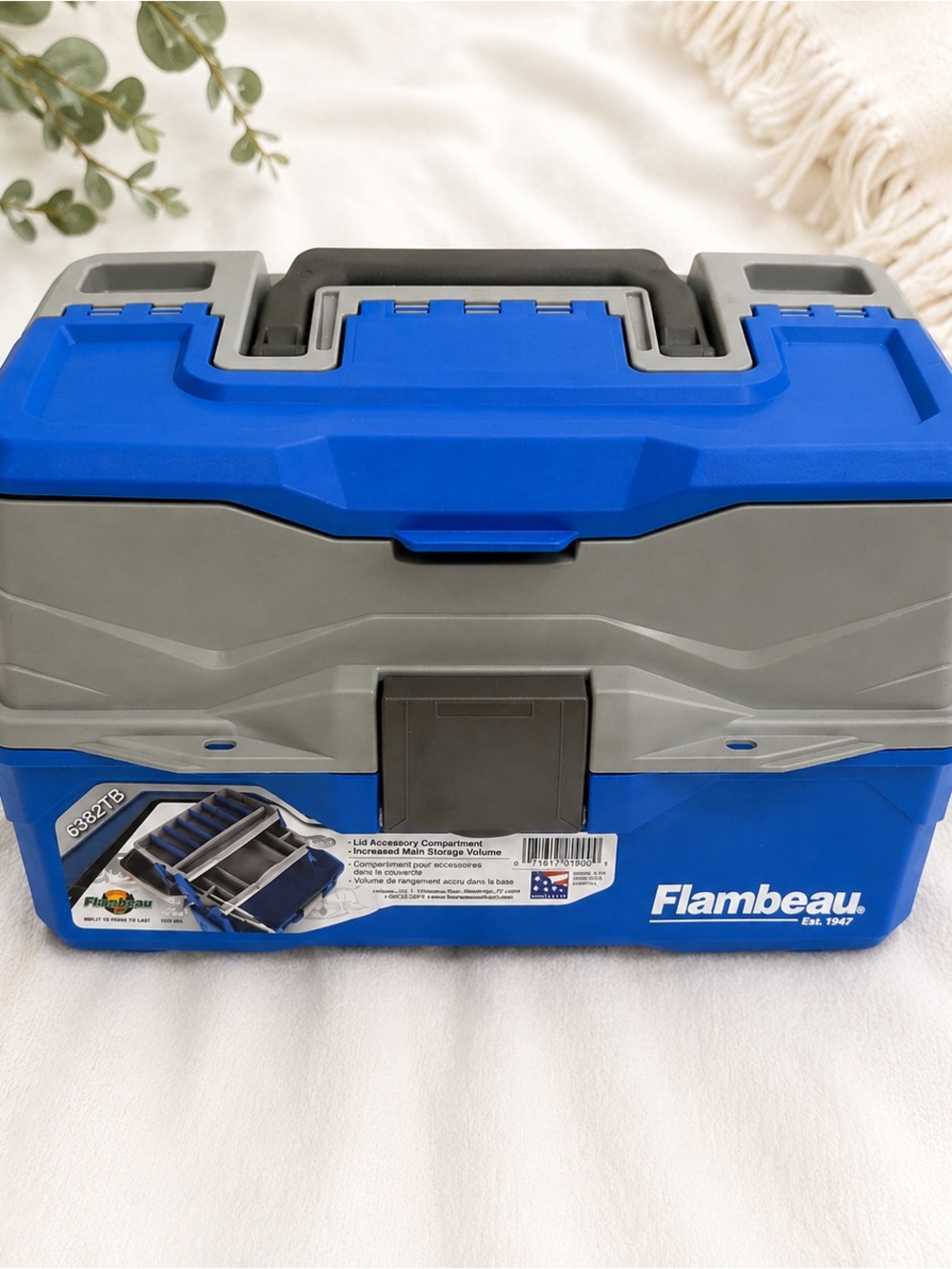 Flambeau 6382TB 2 Tray Tackle Box Blue Gray Fishing Storage Organizer